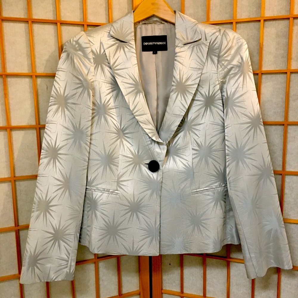 EMPORIO ARMANI silver starburst blazer.